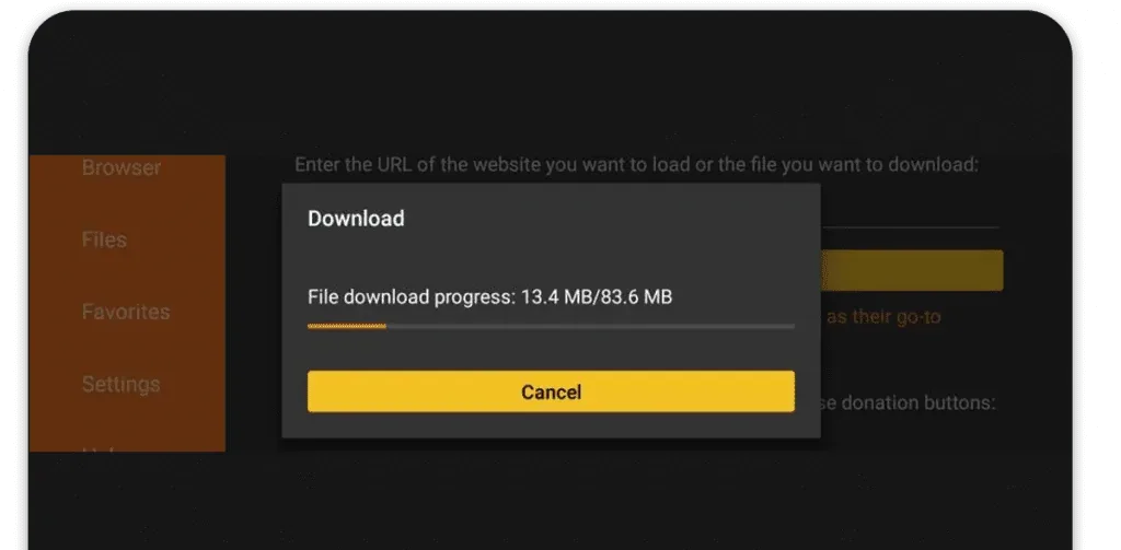 IPTV app download progress on Firestick
